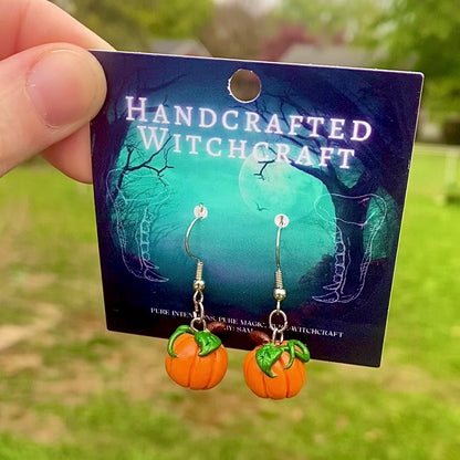 Harvest Charm – Hand-Sculpted Pumpkin Earrings