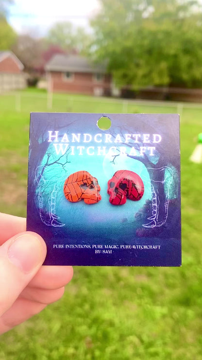 Infernal Web – Fiery Skull Studs