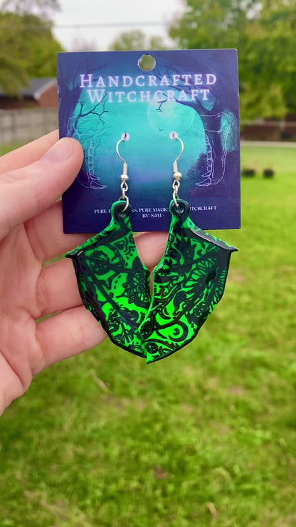 Verdant Night Bat Wing Earrings